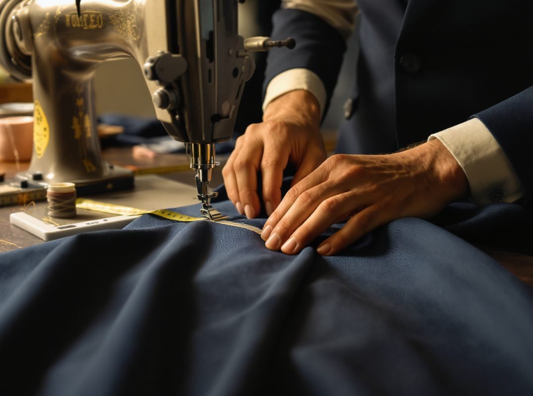Atelier de confection marocain Cura Wear Pro, coupe et finition d'un uniforme médical